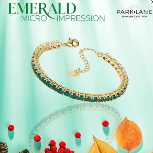 Park Lane Jewelry - Park Lane Emerald Micro Tennis Impression Bracelet